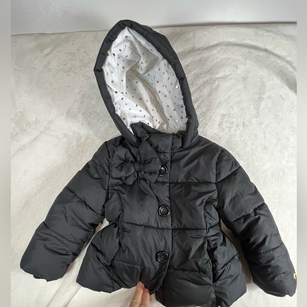 Kate Spade 24M Girl Black Hooded Winter Jacket Coat - Picture 1 of 8